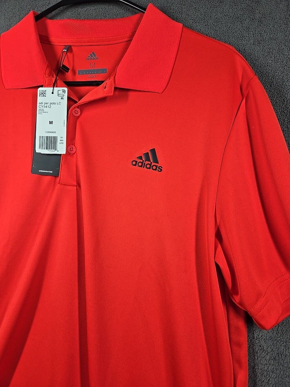 ADIDAS GOLF Men's M Medium PERFORMANCE Short Sleeve Polo Shirt Red Orange - Picture 3 of 10